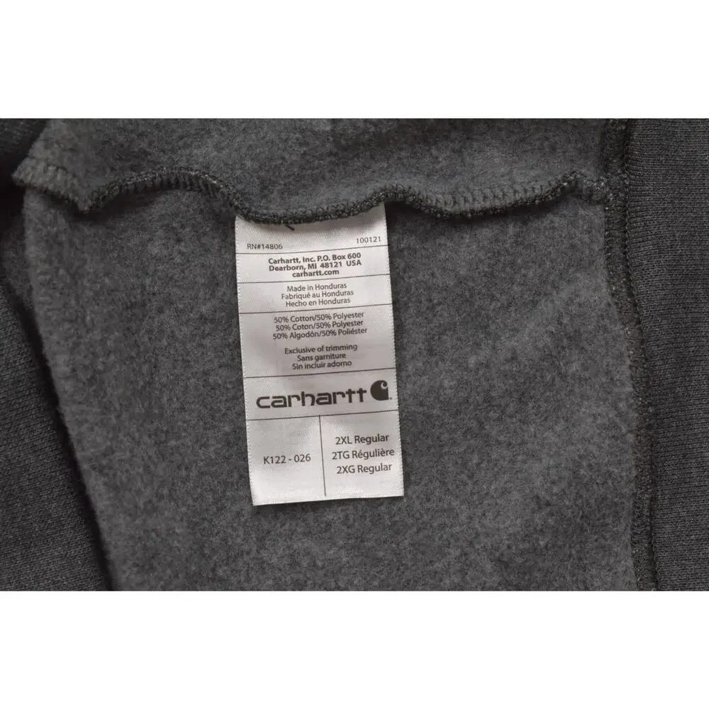 Carhartt Midweight Full Zip Hoodie Carbon Heather Grey 2XL Original Fit K122-026